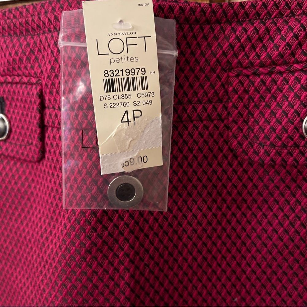Ann Taylor Loft Petites Pink/Black Skirt Size 4 Side Zipper NWT - Picture 2 of 8